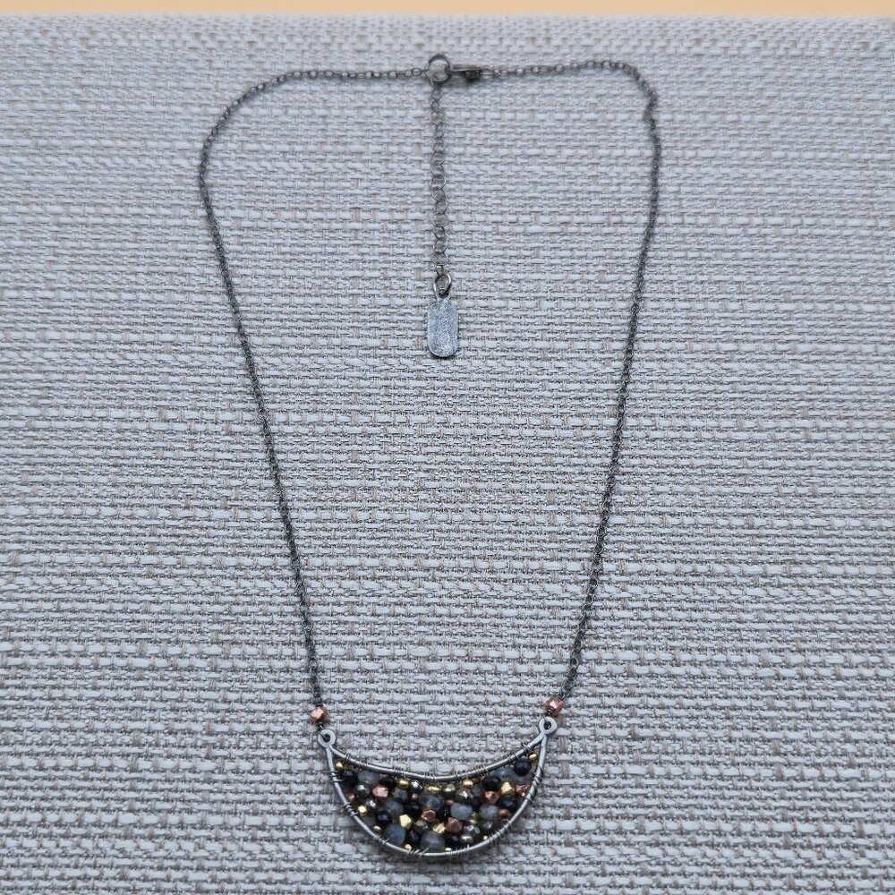 17.5 Inch Sterling Silver Handmade Tarnished Cluster Pendant Necklace A5994